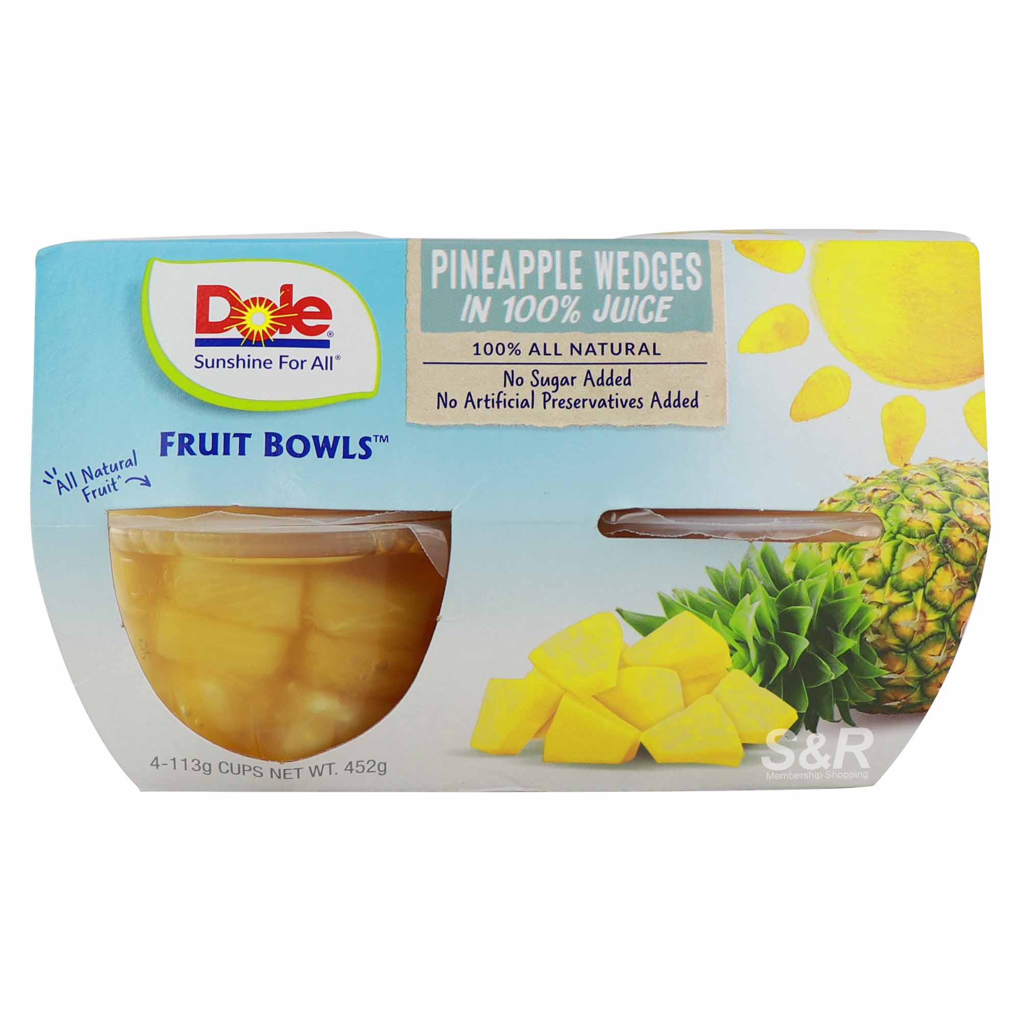 Dole Fruit Bowls Pineapple Wedges in Light Syrup 4pcs
